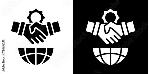 Global Partnership   Icon Set White Style Collection