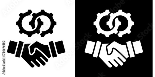 Two Gears Interlocking   Icon Set White Style Collection