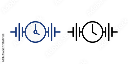 Clock sync pulse icon featuring a minimal clock face surrounded by digital pulse waves. Perfect for synchronization, time tracking, and modern system update visuals.