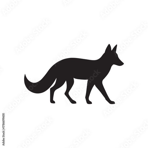 Elegant Fox Silhouette Isolated on White Background for Wildlife and Nature Projects and Graphic Design Elements