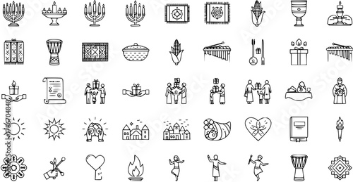 Kwanzaa Celebration Icon Set: Cultural Traditions, Symbols, and Festivities