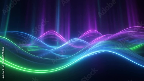 Wallpaper Mural Abstract Neon Waves A Dynamic, Colorful 3D Rendered Digital Art Background Torontodigital.ca