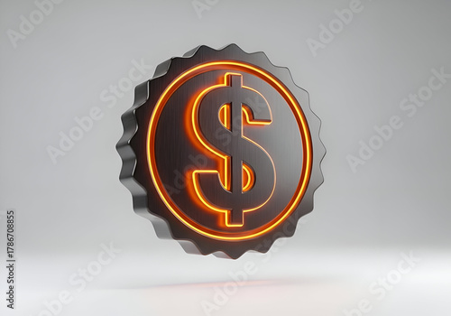 Seal 3D lead gray, dollar with orange neon lights