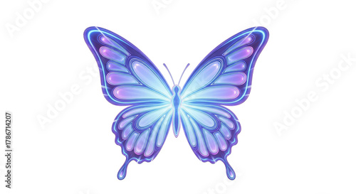 Beautiful iridescent blue and purple butterfly with intricate wing patterns a delicate insect isolated on transparent background