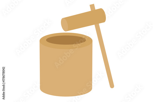 臼　杵　餅つき　正月　イラスト素材