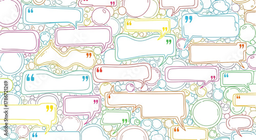 Seamless pattern of colorful speech bubbles and circles for communication concepts