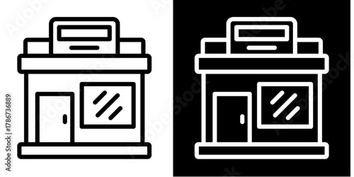 Store  Icon Set White Style Collection