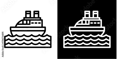 Cruise  Icon Set White Style Collection