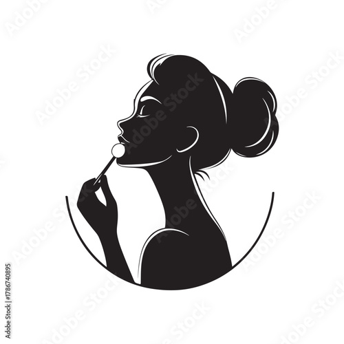 Vector sketch of a woman dressing up in a simple and expressive line style.