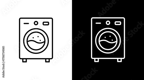 Washing Machine  White Icon Set Design
