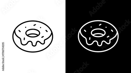 Donut  White Icon Set Design