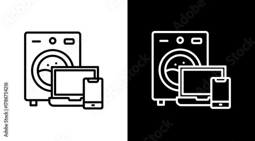 Electronic  White Icon Set Design