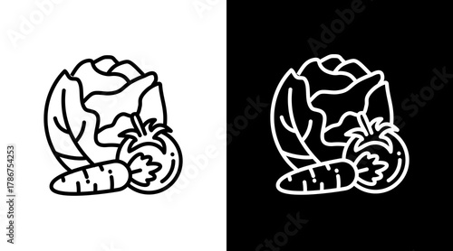 Vegetables  White Icon Set Design