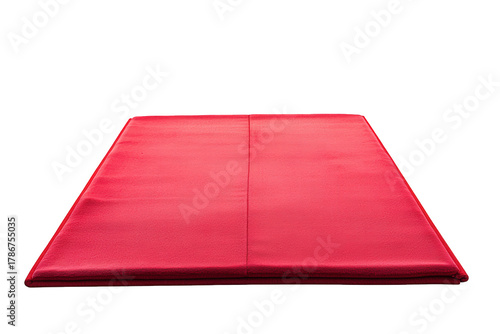 Red carpet isolated on transparent background, showcasing its texture, color, and rectangular shape, ideal for events, entrances, or decorative purposes
