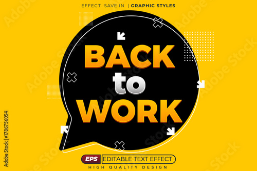 Editable 3d text effect back to work for banner and poster template design