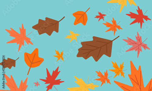 autumn comes leaves fall flat background design