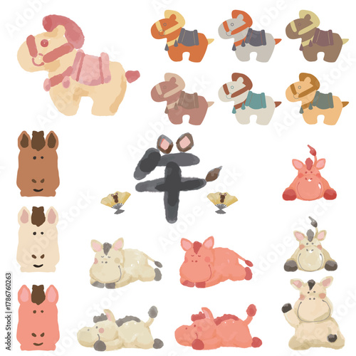 かわいい馬のイラストコレクション／年賀状・保育・デザインに