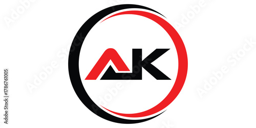 Free Download abstract creative AK letter logo with circle. - GFXLoad
