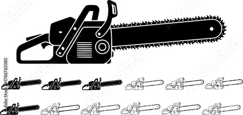 Chainsaw, Chainsaw silhouette, Chain saw icon, Chain saw vector set, Chainsaw illustration, Chainsaw clipart set