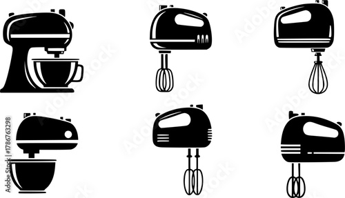 Mixer, Mixer silhouettes, Kitchen mixer silhouette, Stand mixer, Hand mixer, Kitchen electric mixer, Kitchen aid mixer, Mixer icon, Mixer bundle set