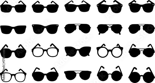 Eyeglasses silhouette, Glasses silhouette, Eyeglasses, Glasses, Sunglasses silhouette, Sunglasses, Eyeglasses clipart, Eyeglasses icon, Eyeglasses vector illustration set