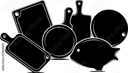 Kitchen cutting boards, Kitchen cutting boards silhouette, Cutting board silhouette, Cutting board, Board silhouette set