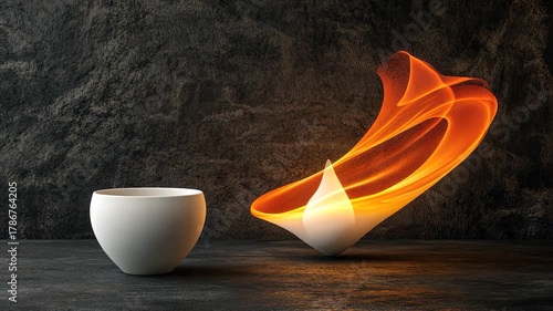 Abstract candle design on dark textured background