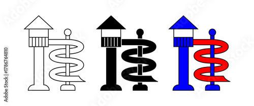 water slide also referred to as a flume, water chute, or hydroslide icon