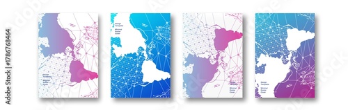 Visualization communication global technology cover design template