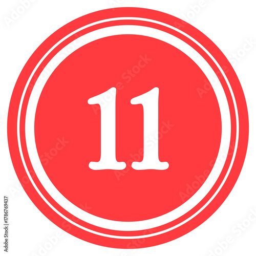Red circular design with number '11' at the center