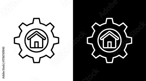 Property Management  White Icon Set Design