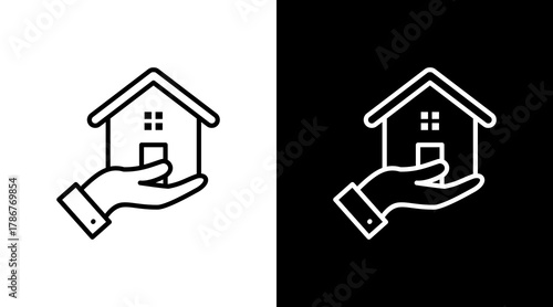 Property Developer  White Icon Set Design
