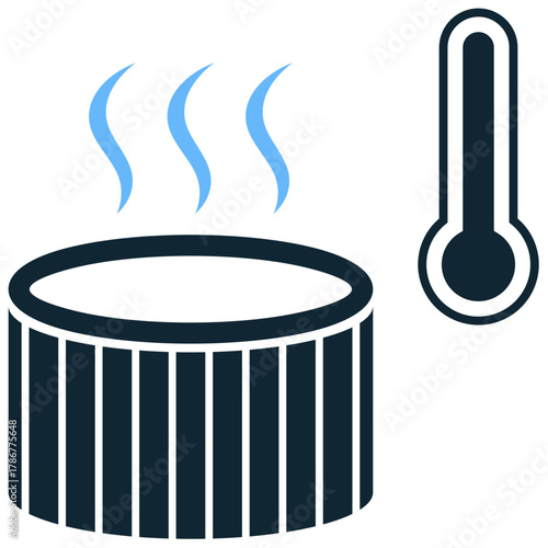 Hot Tube Thermometer Icon Vector Ideal for temperature regulation, spa settings, water quality control themes, and monitoring equipment graphics.