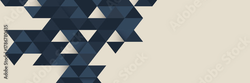 Geometric blue border beige background vector