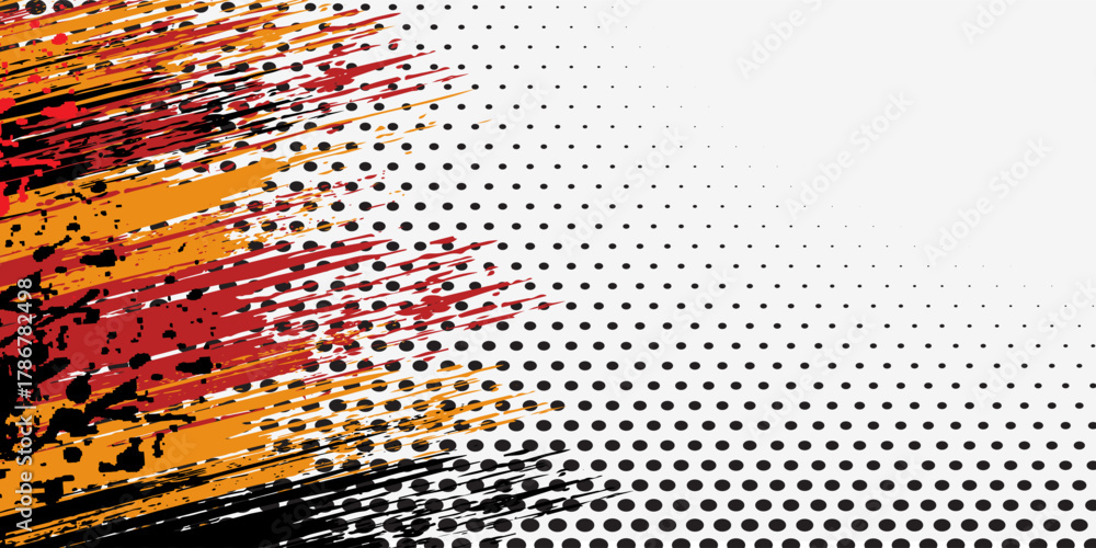 Sublimation jersey design vector grunge brush splash background, techno sporty elements wallpaper, black white yellow pink color combination, sportswear shirt. eps 10