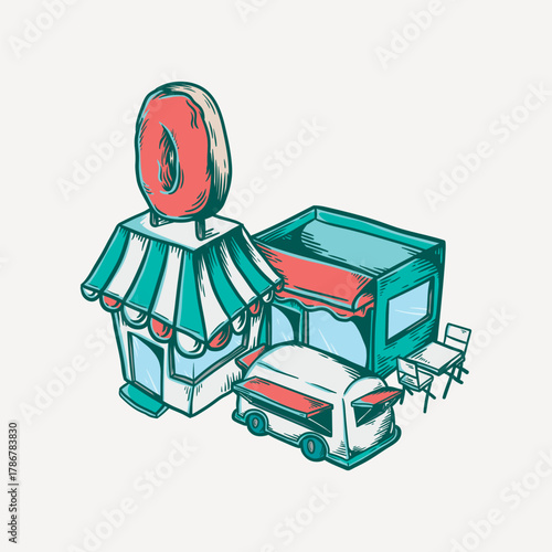 Start up shop element, cute illustration vector