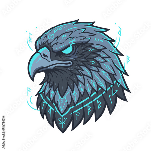 Kepala singa serigala naga biru burung rajawali vektor tato ilustrasi desain seni sayap alam margasatwa simbol liar