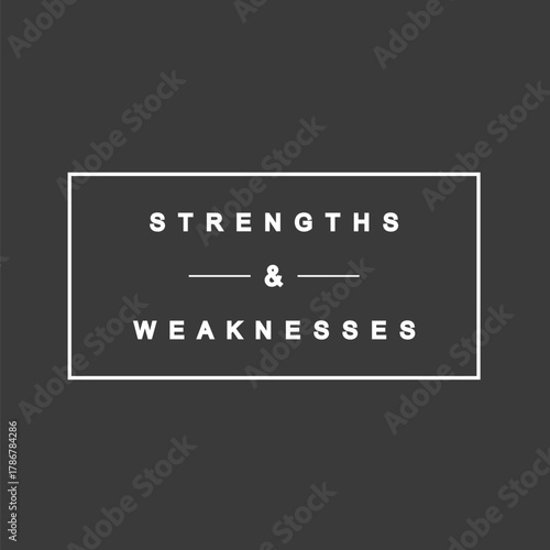 Strenghts & weaknesses word, white typography element vector