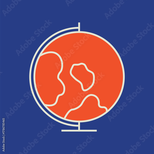 Red globe model icon vector