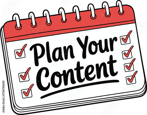 Checklist with "Plan Your Content" and Checkmarks, Representing Planning and Organization