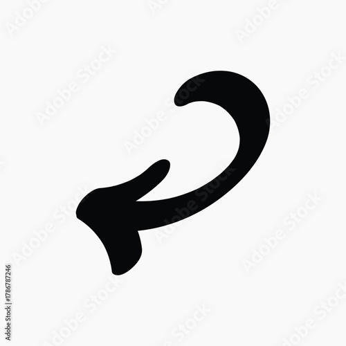 Curved black arrow illustration vector