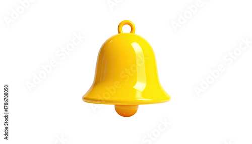 Shiny yellow bell icon on black backdrop
