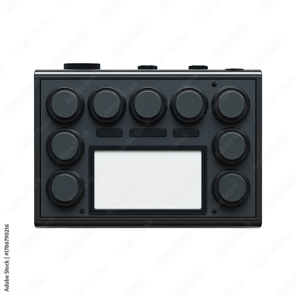 Obraz premium Dark synth device with dials and central screen