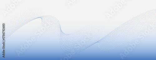 A blue and white gradient background with a dotted wave pattern. The background is smooth and modern, with a calming blue background. Minimal abstract dotted wave, modern digital background vector