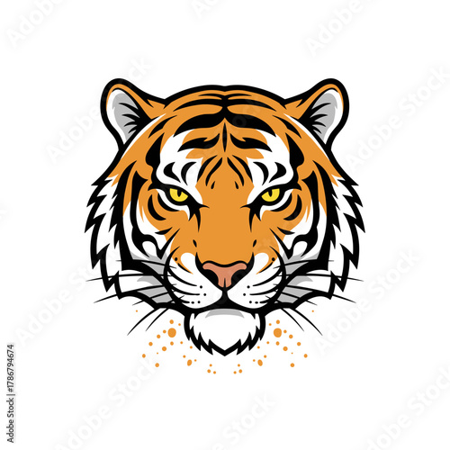 Harimau kepala vektor ilustrasi margasatwa liar besar kucing garis-garis pemangsa