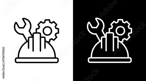 Mechanical Engineer  White Icon Set Design