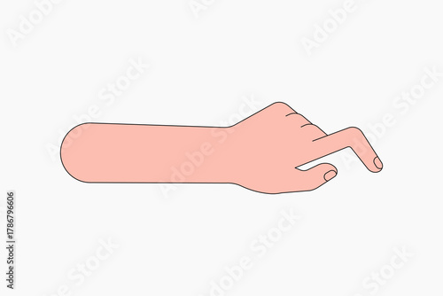 White hand gesture, flat collage element vector