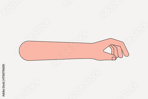 White hand gesture, flat collage element vector