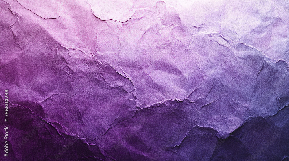Fototapeta premium Crumpled light purple paper texture with delicate wrinkles and soft gradient shading creating artistic and elegant backdrop for creative design projects