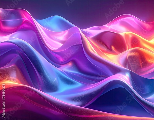 Abstract waves ripple in vibrant colors, flowing smoothly